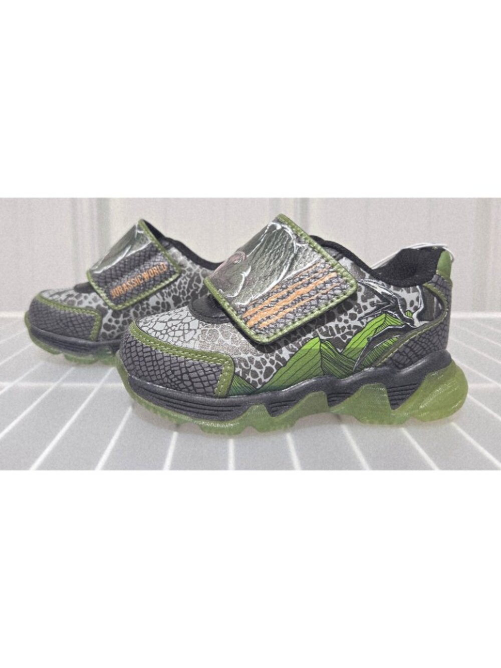 Jurassic World Dinosaur Theme Light Up Green & Black Sneakers -- Little Boys' 8 - Picture 2 of 7
